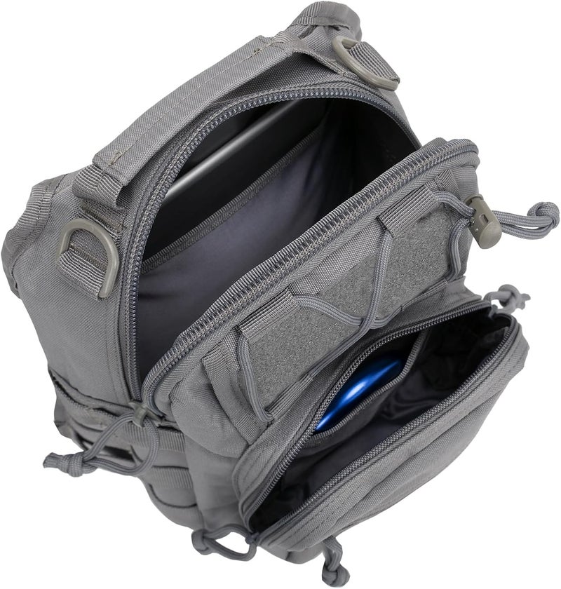Viriber Tactical Backpack, Waterproof Military Cross-body Molle Sling Shoulder Backpack Chest Bag for Outdoor Every Day Carry gray - Image 3